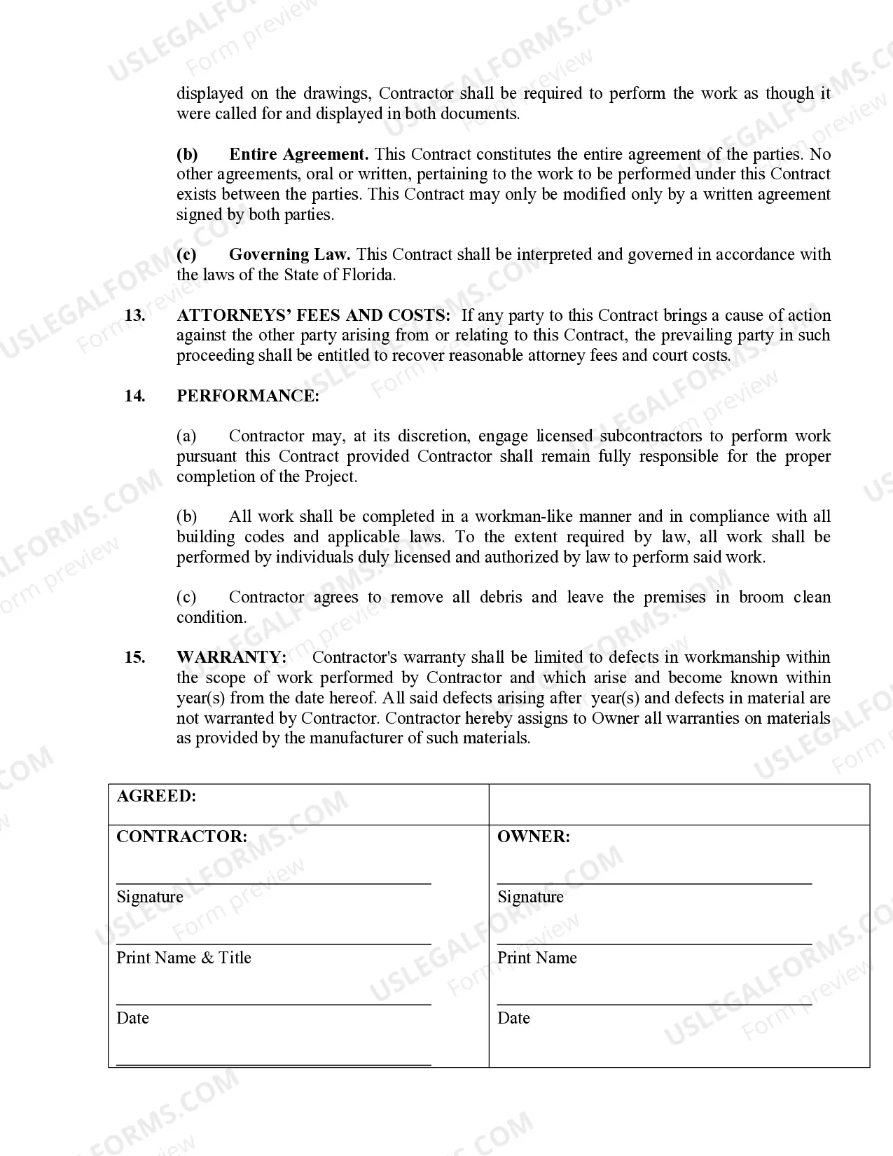 Preview Siding Contract for Contractor