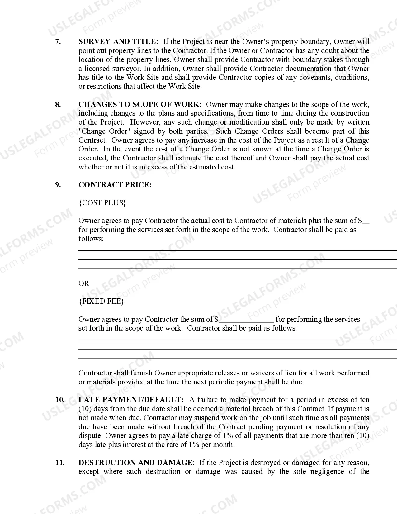 Preview Drainage Contract for Contractor