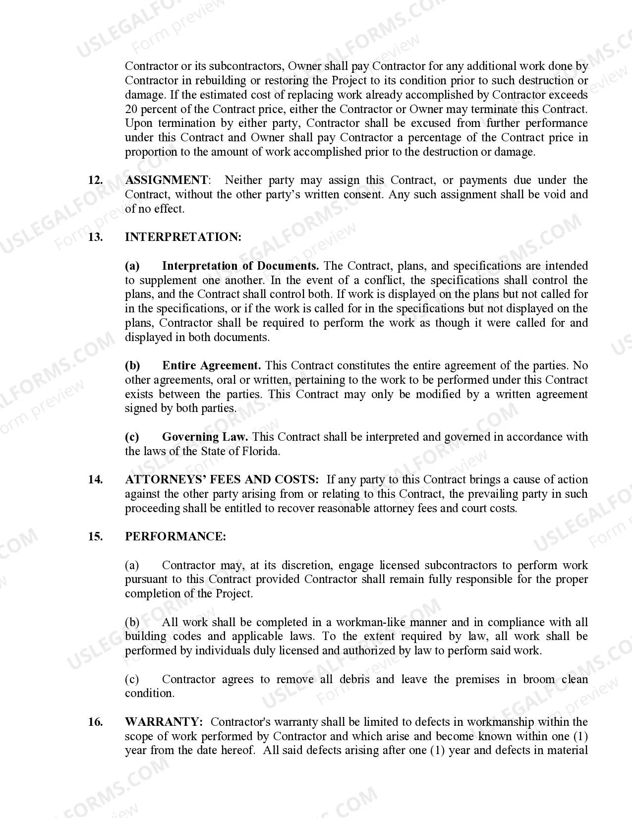 Preview Drainage Contract for Contractor