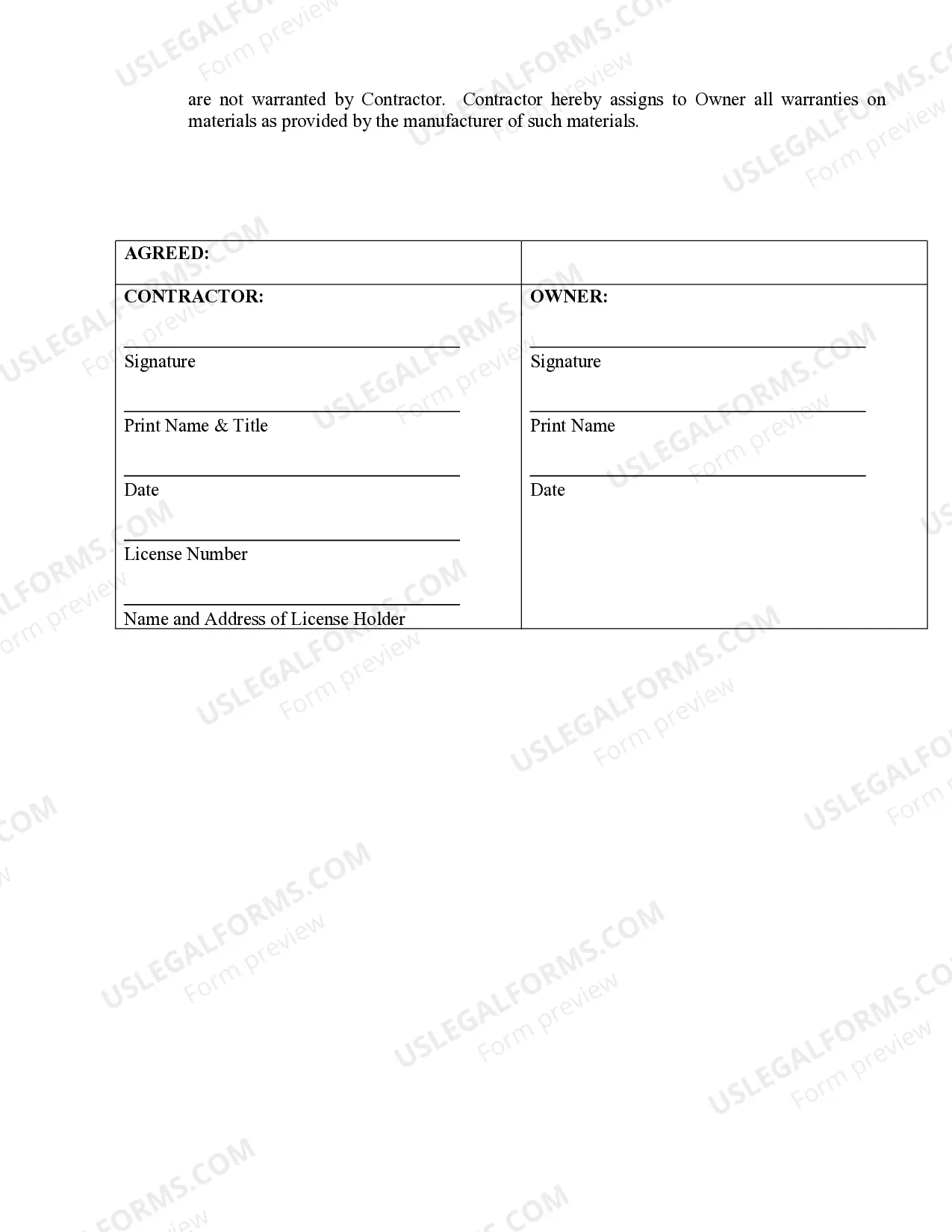Preview Drainage Contract for Contractor