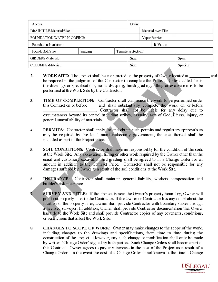 Preview Foundation Contract for Contractor