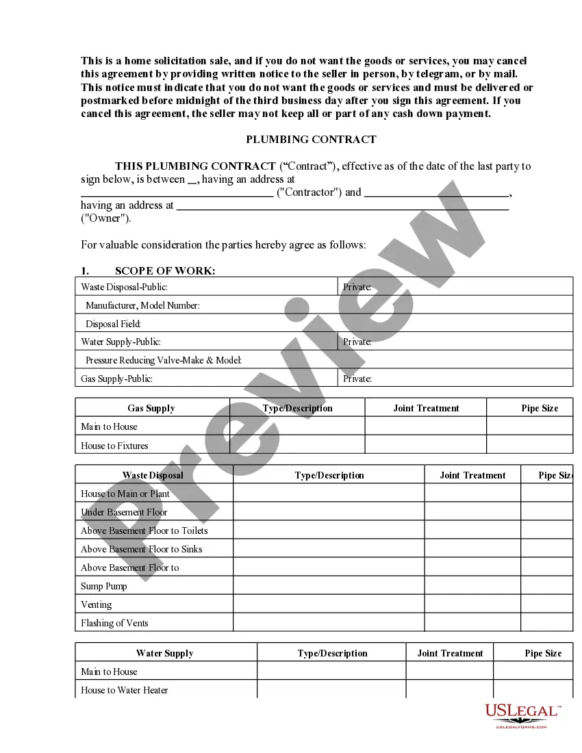 Get Plumbing Contract for Contractor Preview Plumbing Contract for Contractor