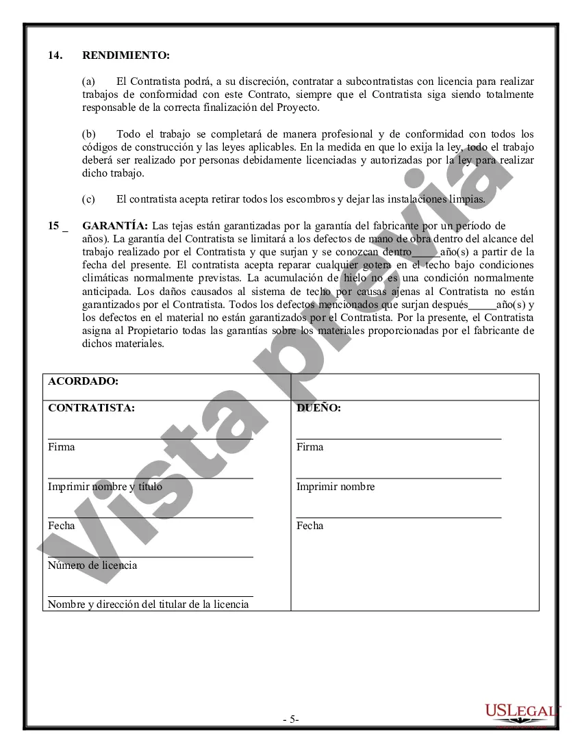 Preview Contrato de techado para contratista