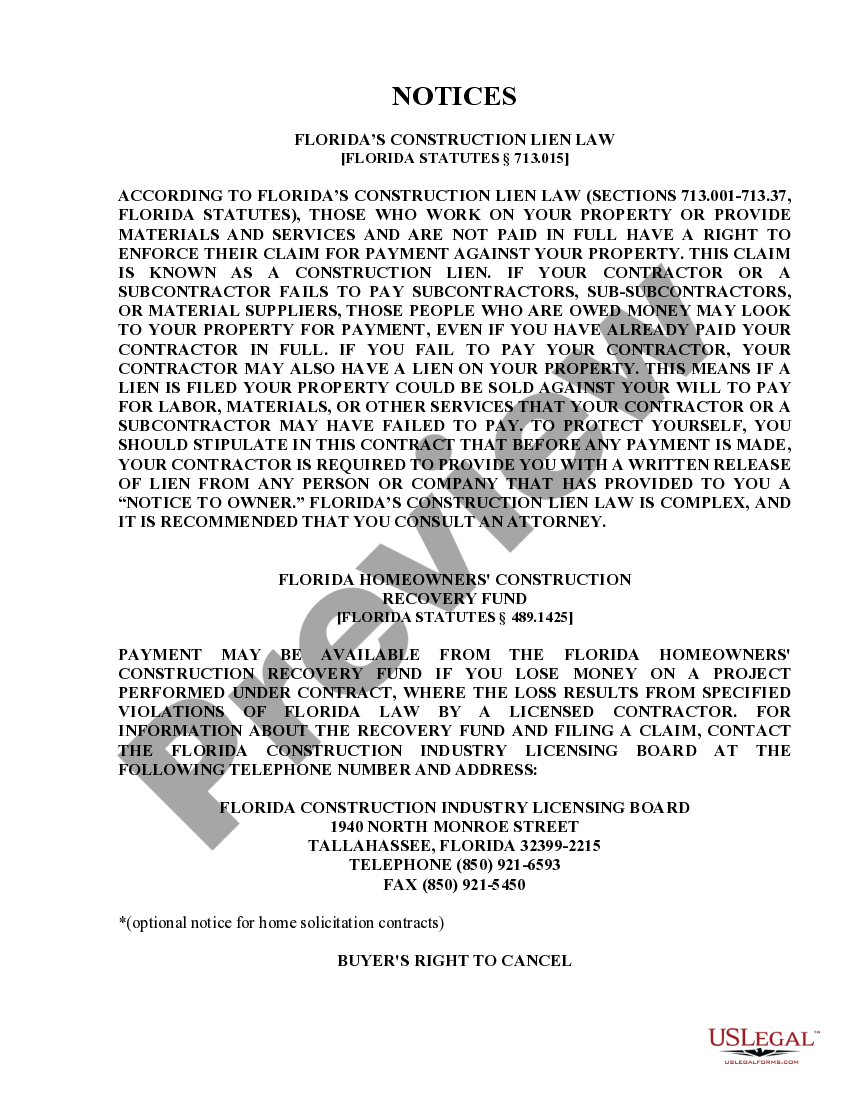 Florida Roofing Contract for Contractor Florida Roofing Contract US