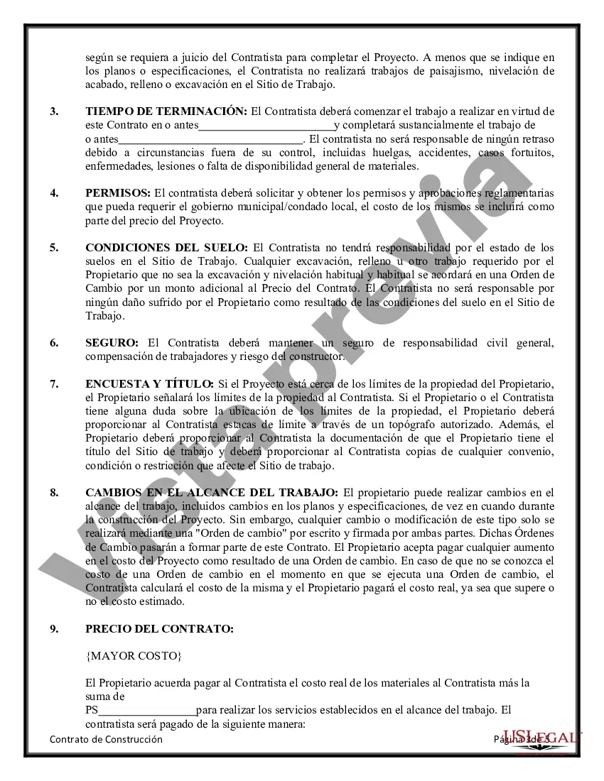 Preview Costo del contrato de construcción más o tarifa fija