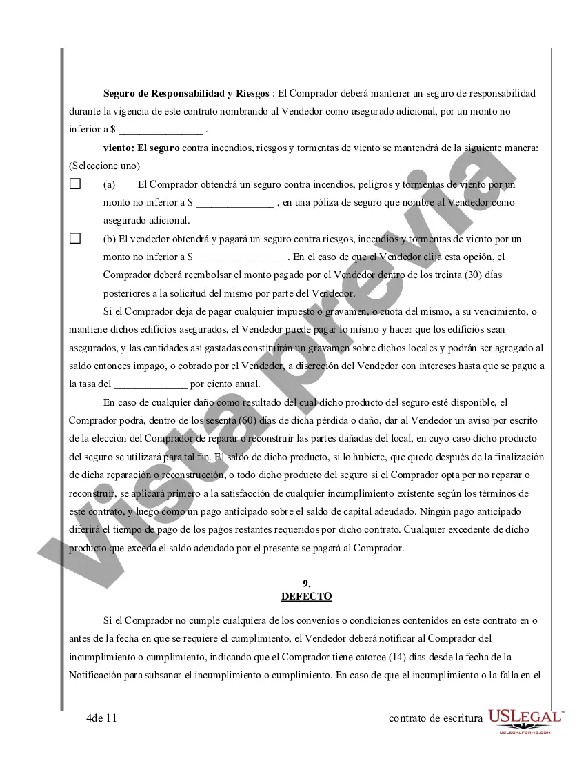 Preview Acuerdo o Contrato de Escritura de Venta y Compra de Bienes Raíces a/k/a Terreno o Contrato de Ejecución