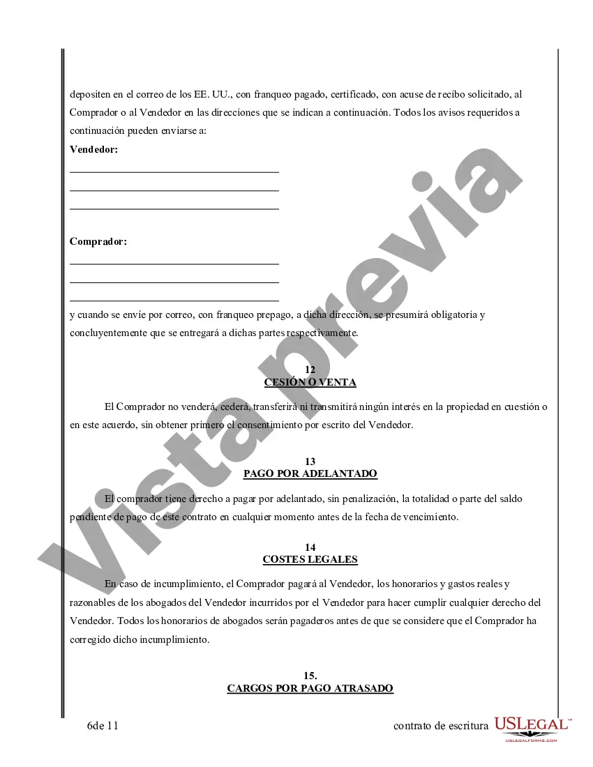 Preview Acuerdo o Contrato de Escritura de Venta y Compra de Bienes Raíces a/k/a Terreno o Contrato de Ejecución