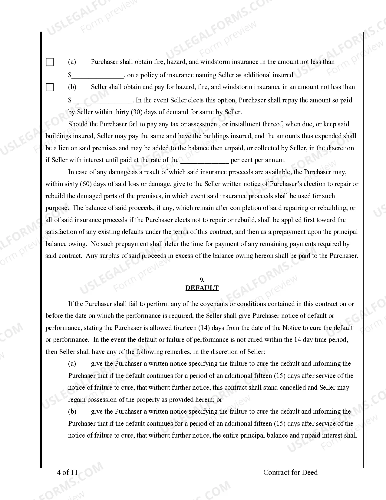 Preview Agreement or Contract for Deed for Sale and Purchase of Real Estate a/k/a Land or Executory Contract