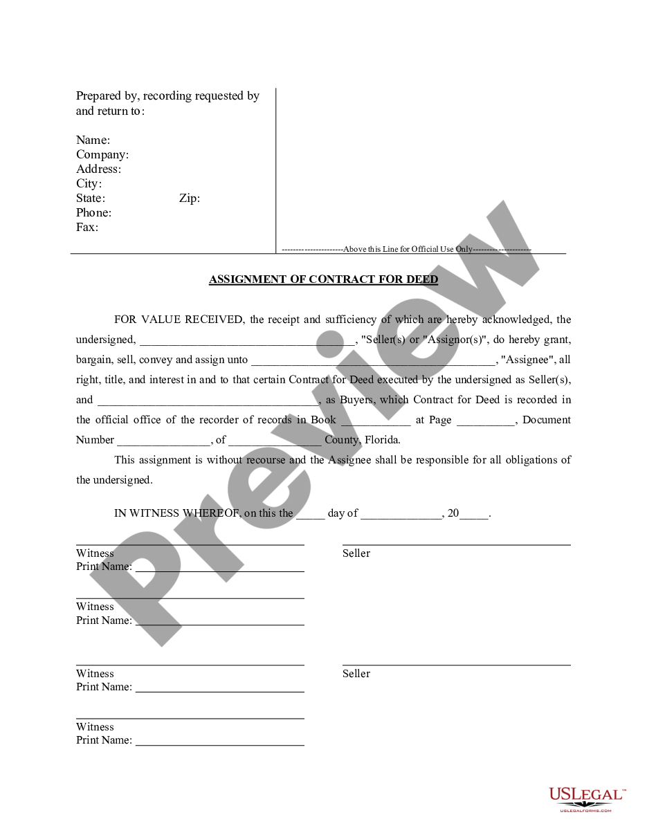 assignment of contract florida form