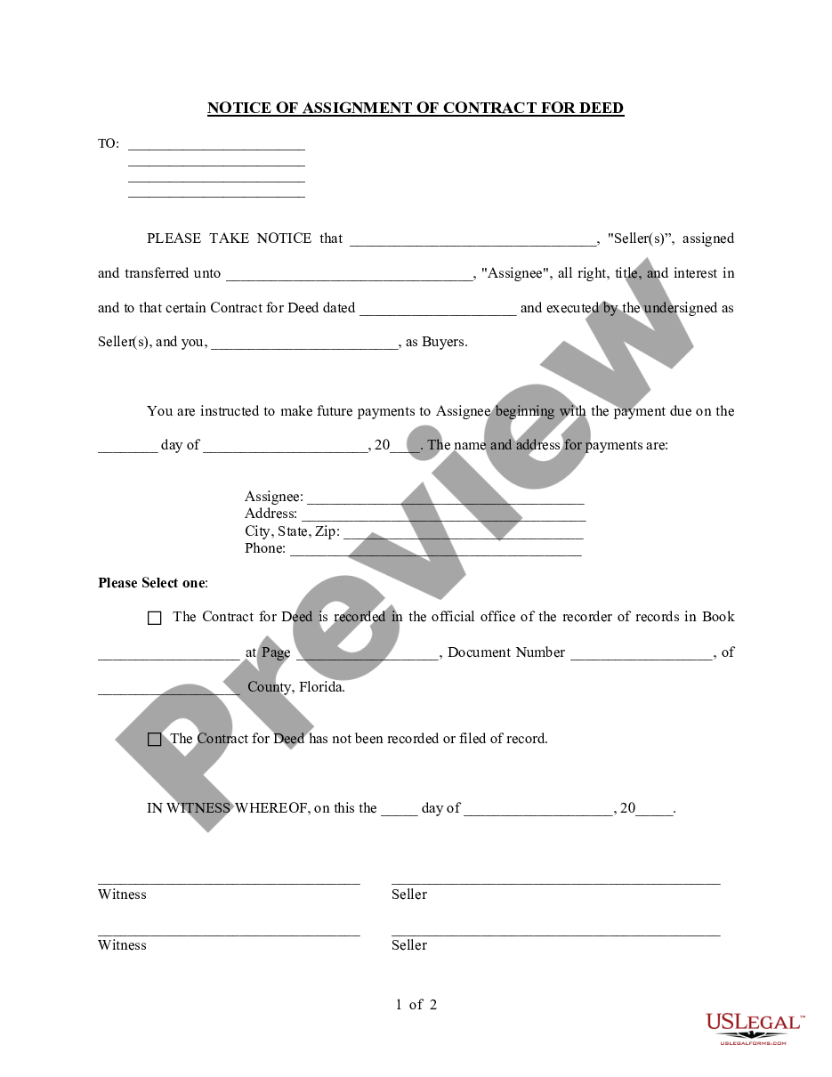 florida assignment of contract form