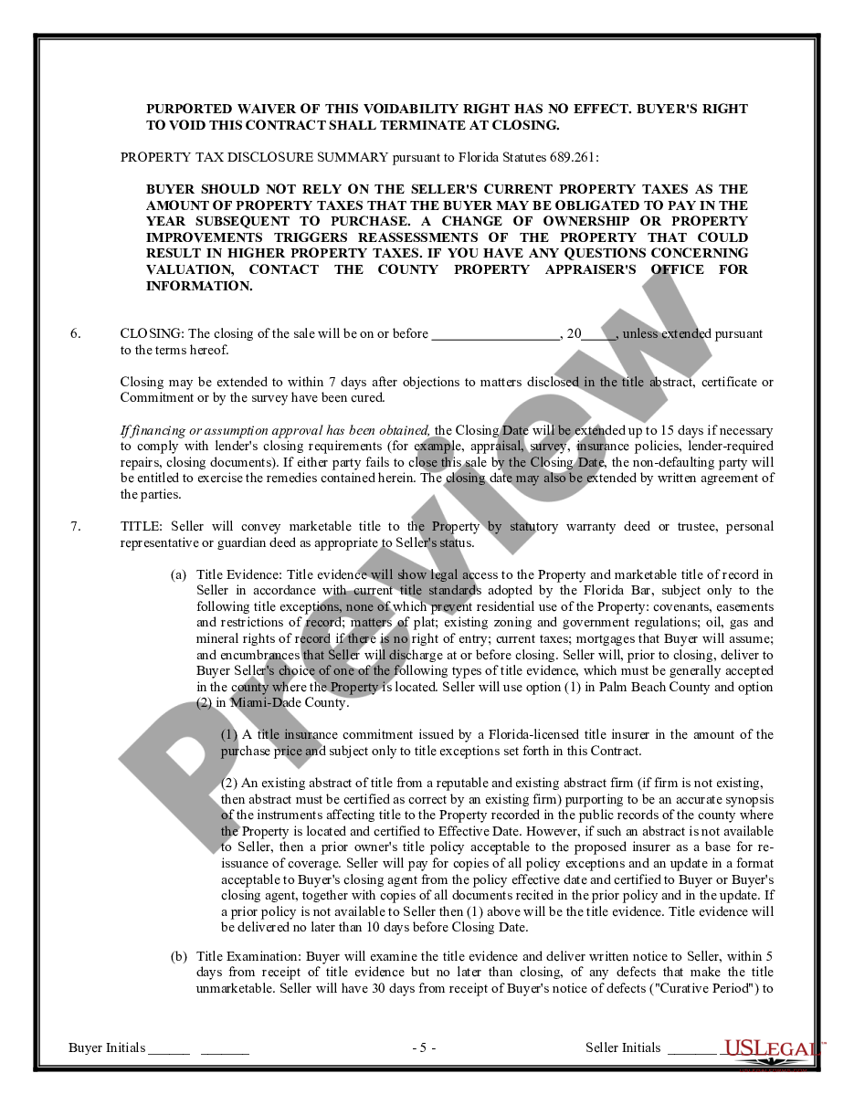 page 4 Contract for Sale and Purchase of Real Estate with No Broker for Residential Home Sale Agreement preview
