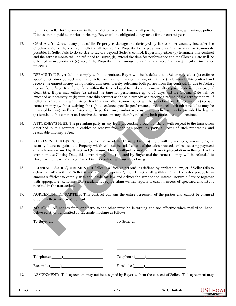 page 6 Contract for Sale and Purchase of Real Estate with No Broker for Residential Home Sale Agreement preview