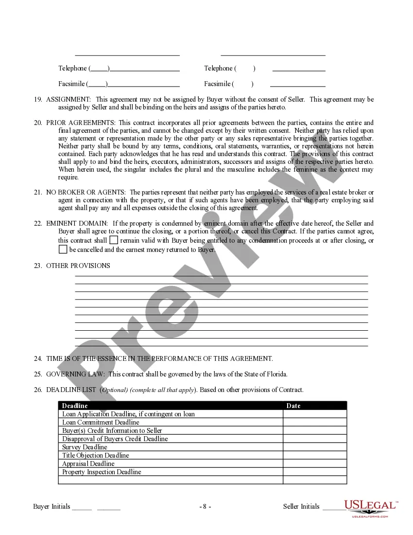 Preview Contract for Sale and Purchase of Real Estate with No Broker for Residential Home Sale Agreement