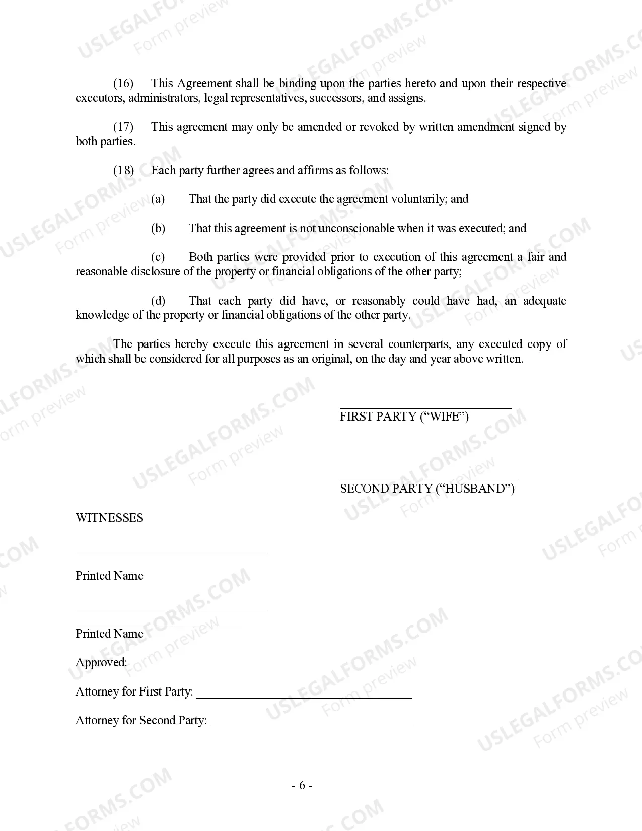 Preview Florida Prenuptial Premarital Agreement without Financial Statements