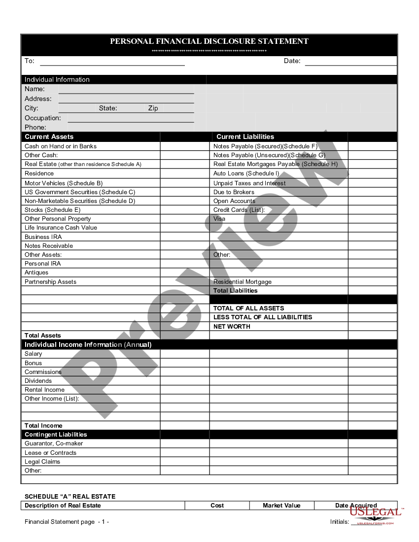 Florida Prenuptial Premarital Agreement with Financial Statements