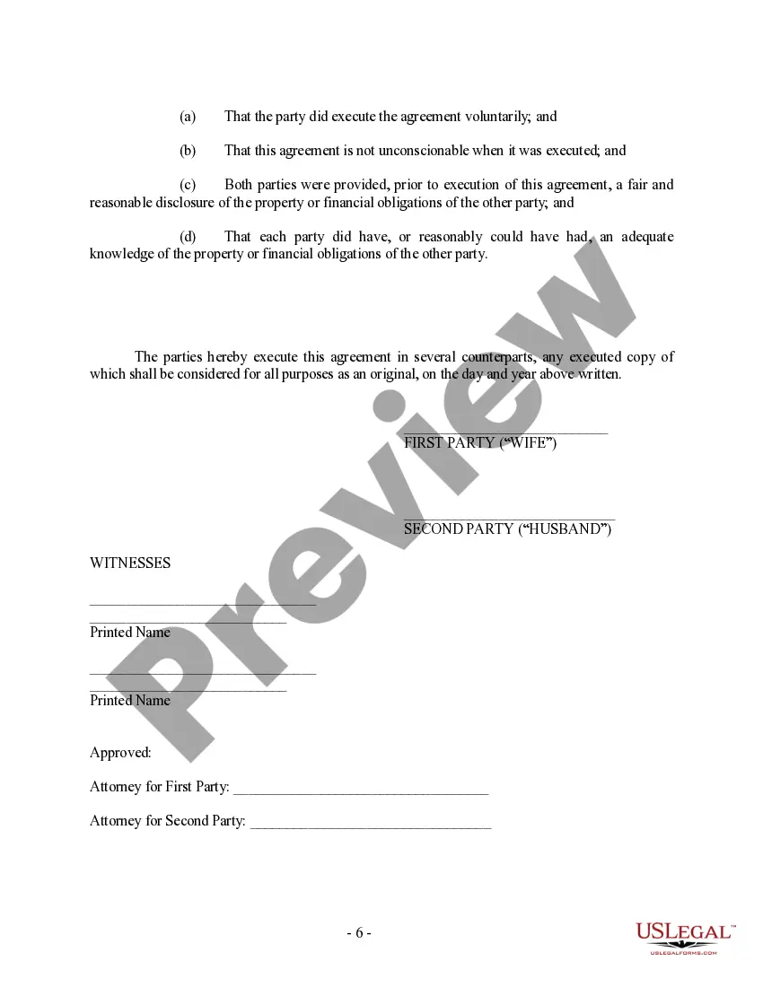 Preview Florida Prenuptial Premarital Agreement with Financial Statements