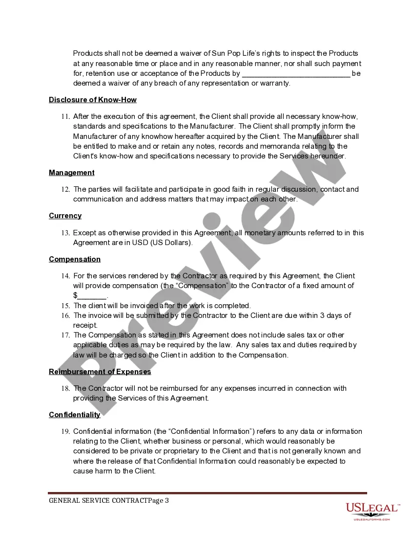 Preview General Service Contract