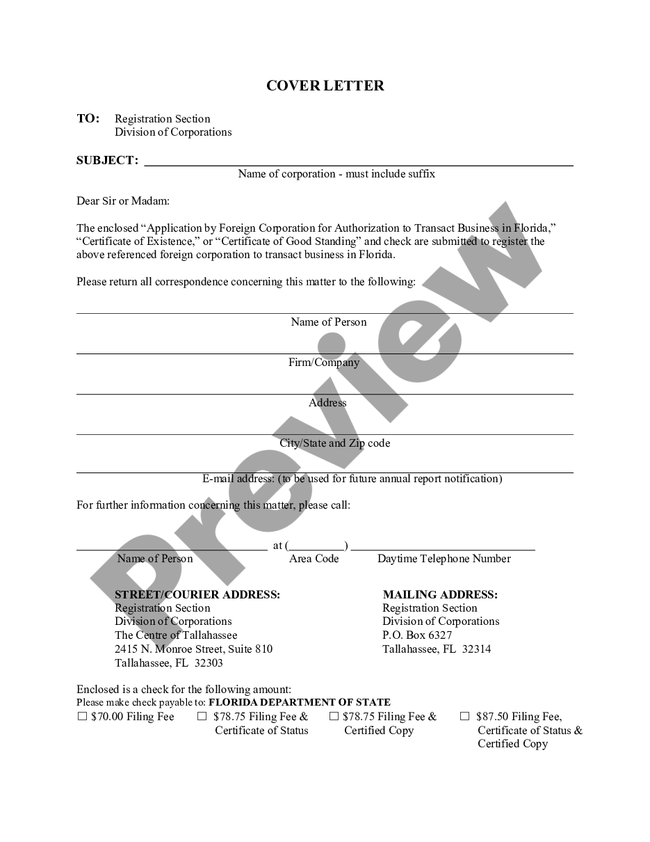 page 1 Florida Registration of Foreign Corporation preview