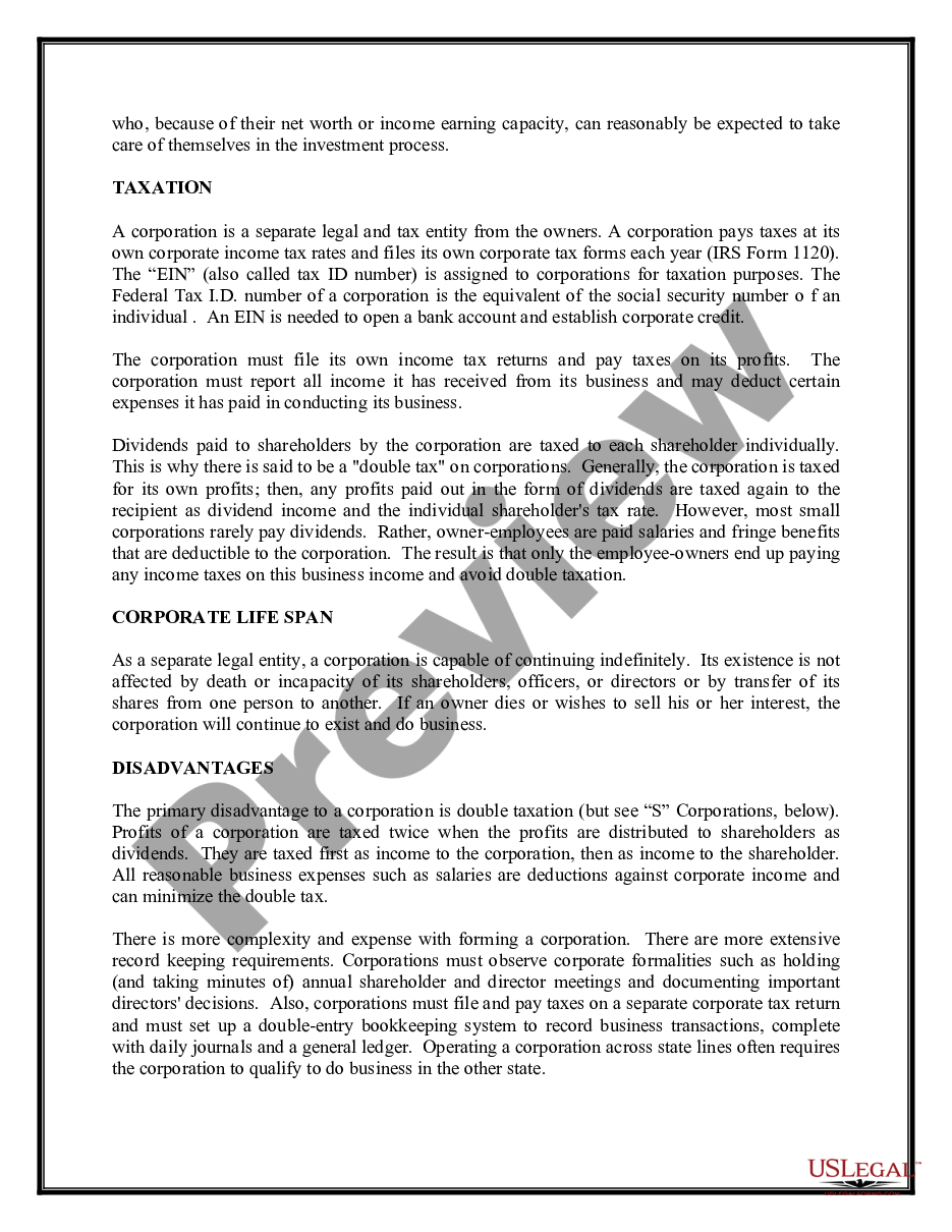 page 5 Florida Business Incorporation Package to Incorporate Corporation preview