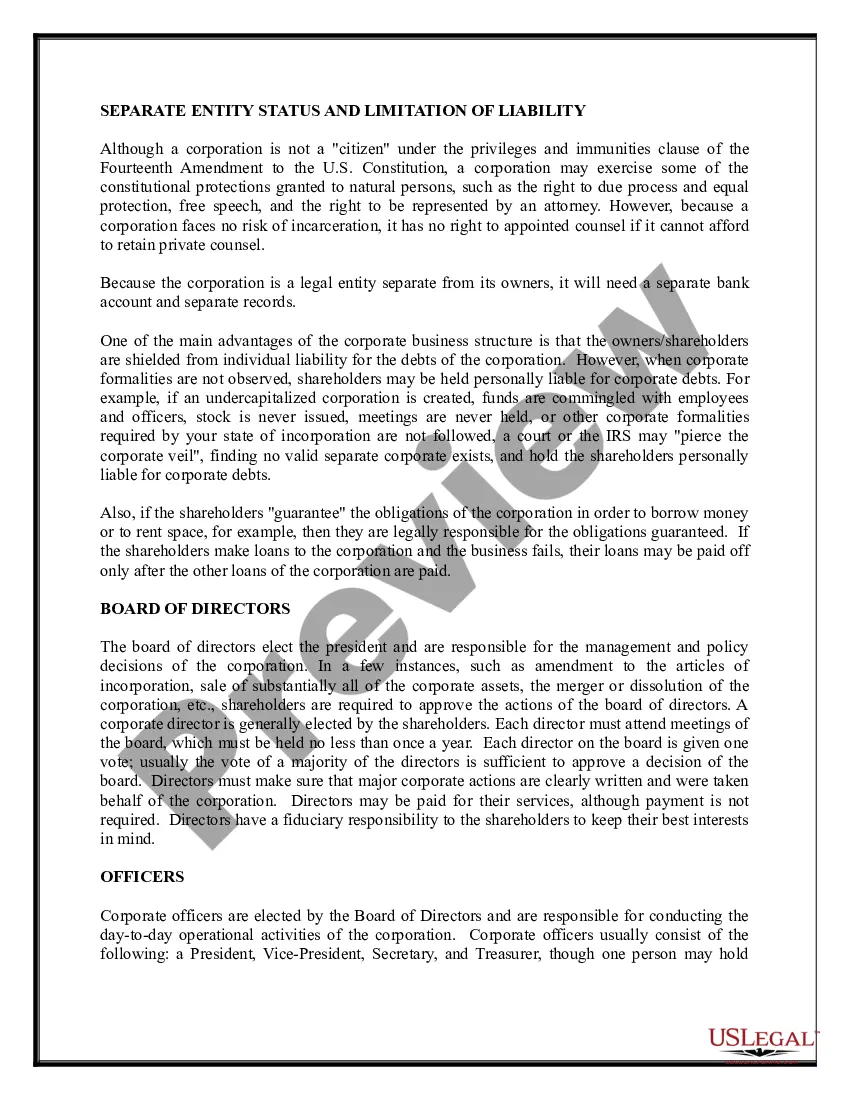 Preview Florida Business Incorporation Package to Incorporate Corporation