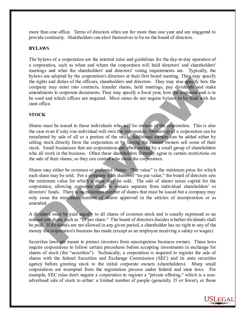 Preview Florida Business Incorporation Package to Incorporate Corporation