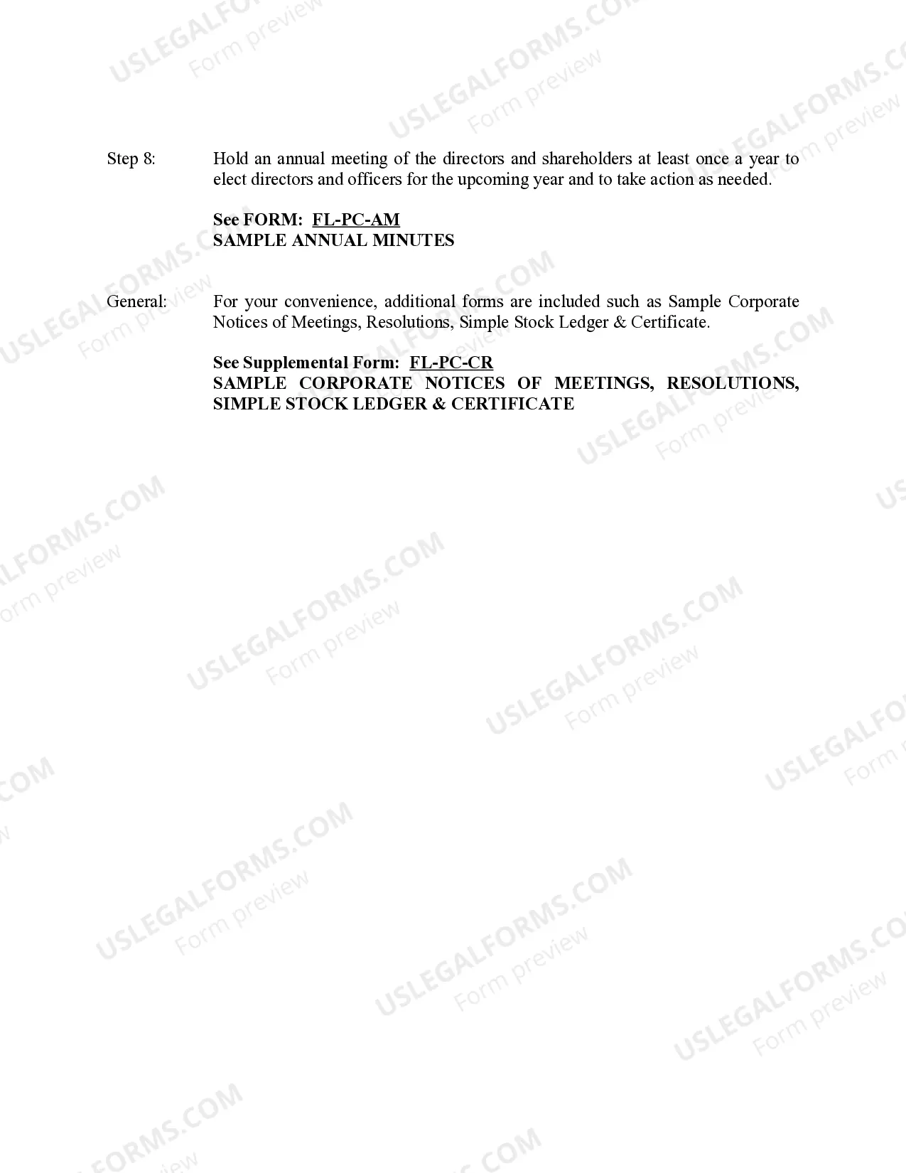 Preview Professional Corporation Package for Florida