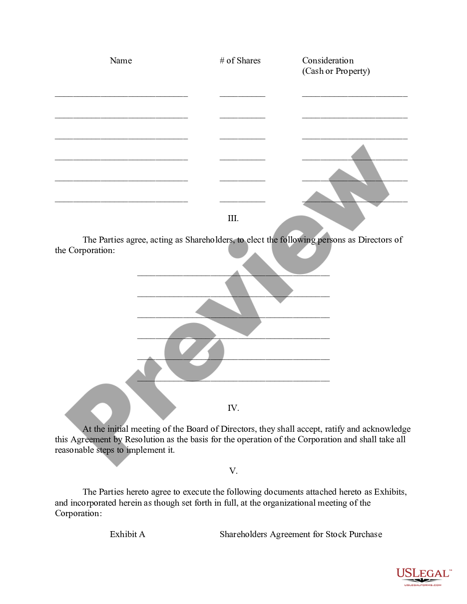 page 2 Florida Pre-Incorporation Agreement, Shareholders Agreement and Confidentiality Agreement preview