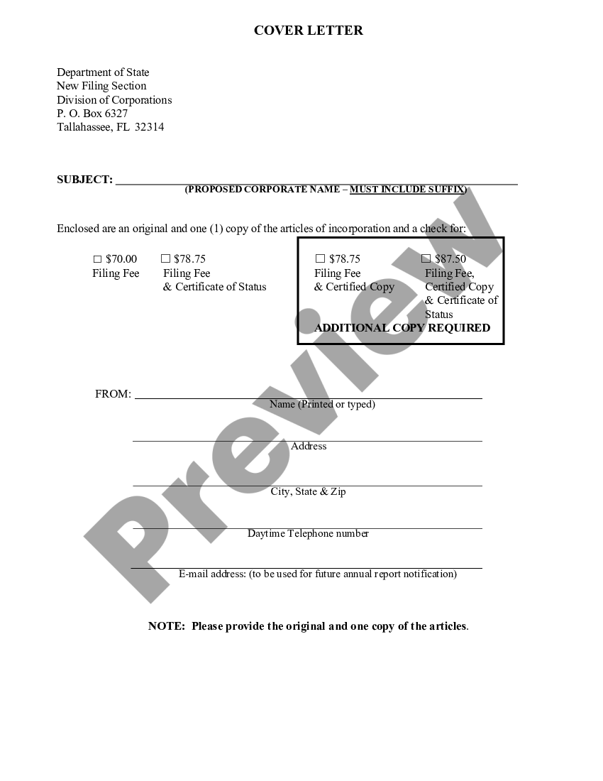 Articles Of Incorporation Florida Sample For Llc Us Legal Forms 