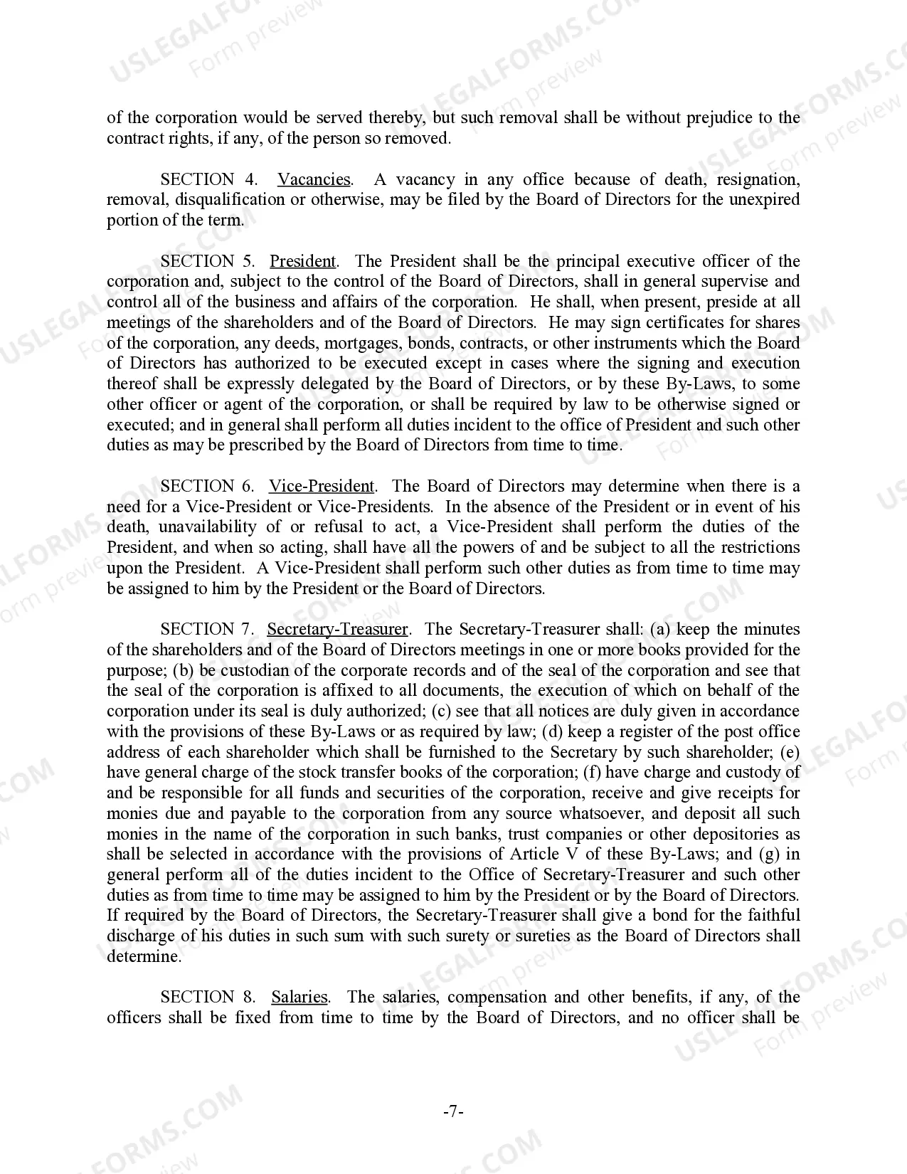 Preview Florida Bylaws for Corporation