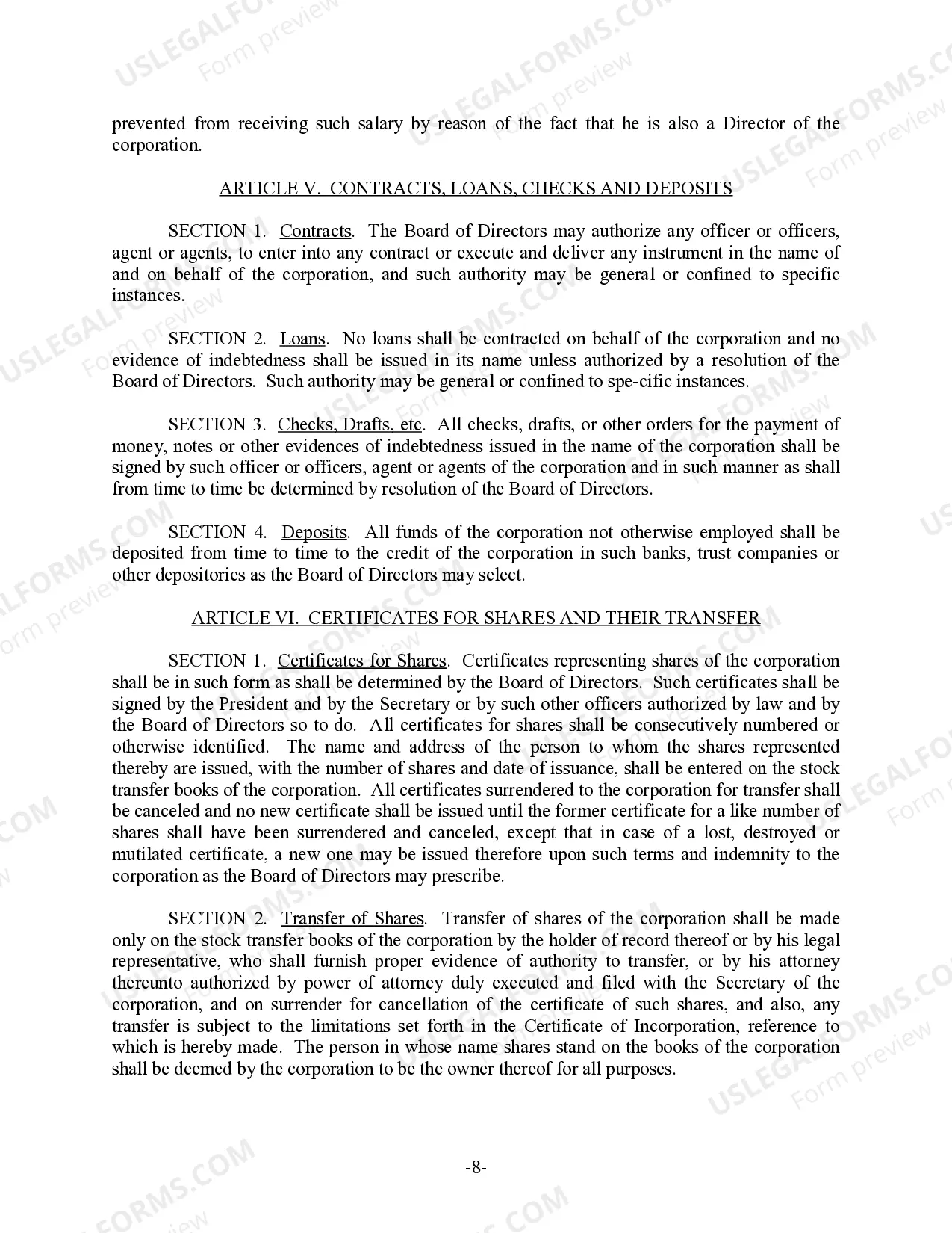 Preview Florida Bylaws for Corporation