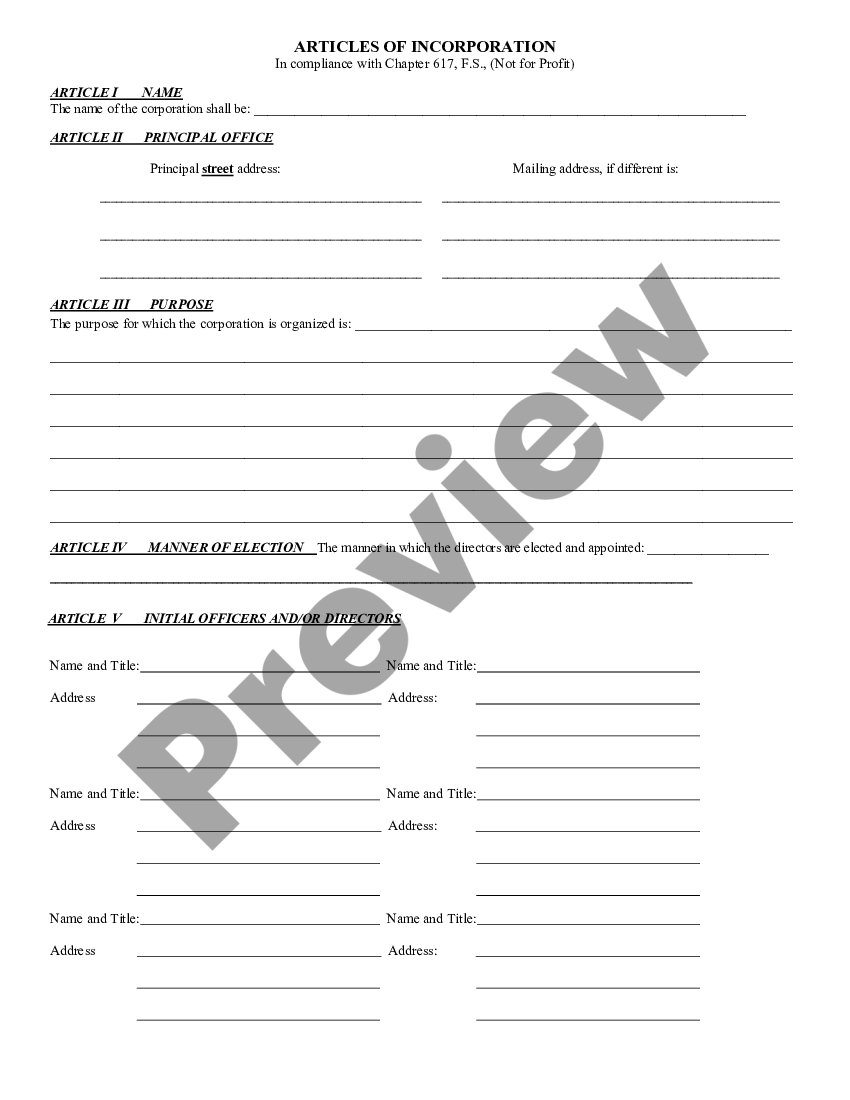 Florida Articles Of Incorporation Form | US Legal Forms