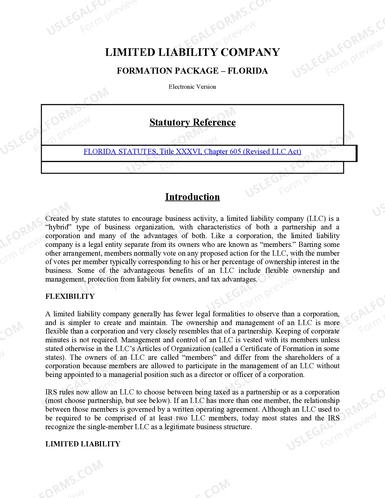 Preview Florida LLC Formation for Real Estate
