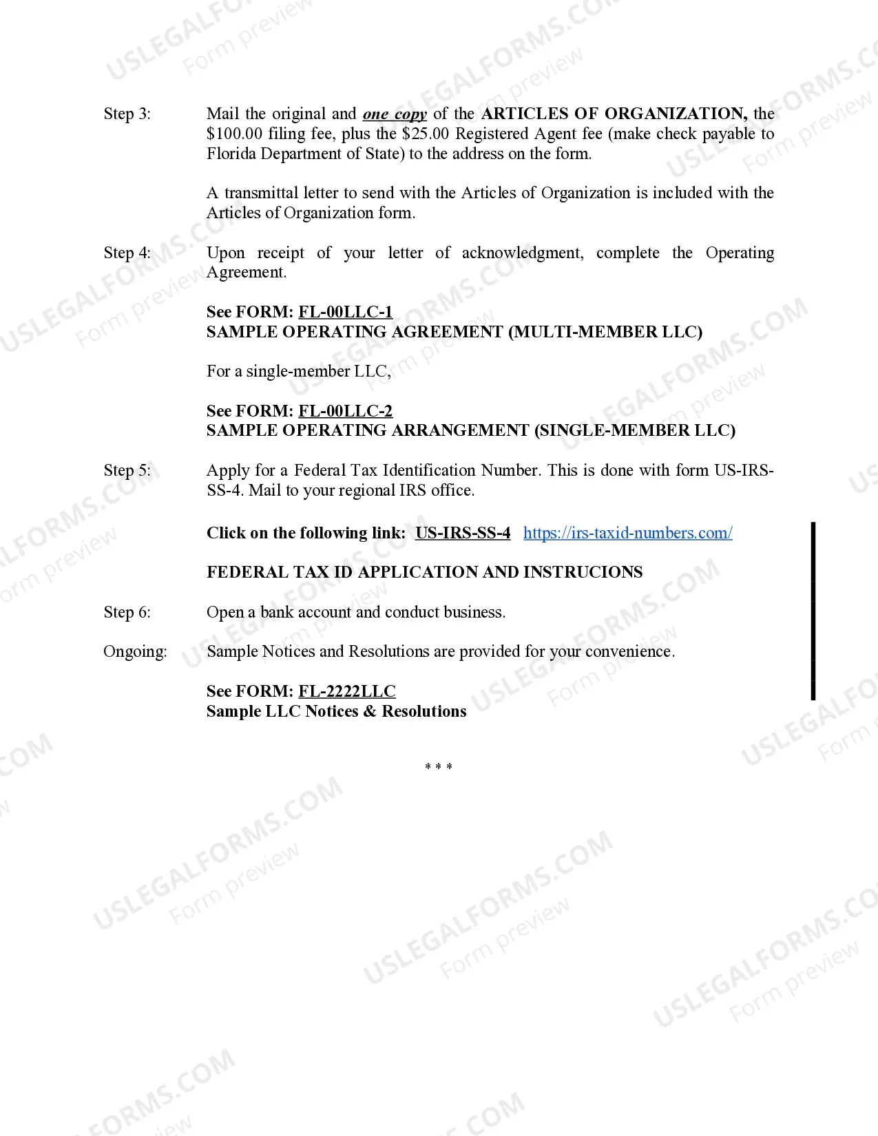 Preview Florida LLC Formation for Rental Property
