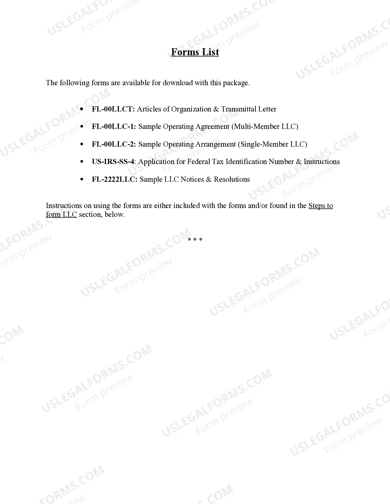 Preview Florida LLC Formation for Rental Property