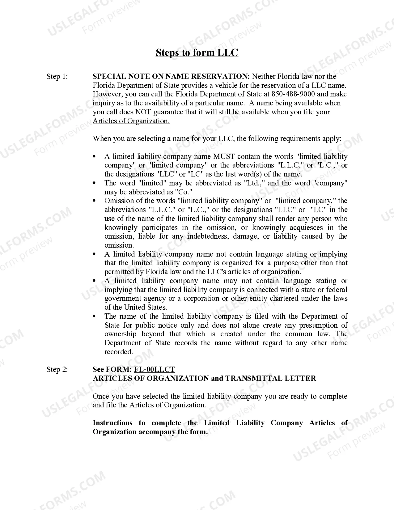 Preview Florida LLC Formation for Rental Property