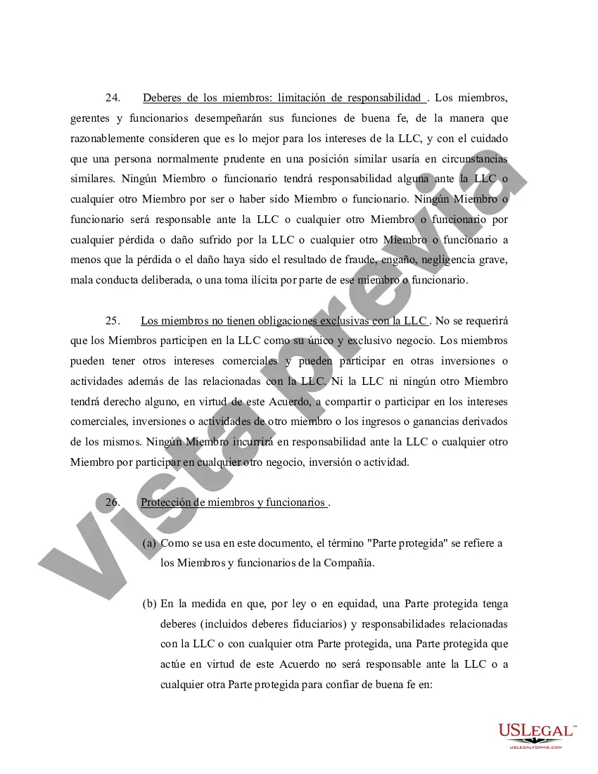 Preview Acuerdo Operativo de Sociedad de Responsabilidad Limitada LLC