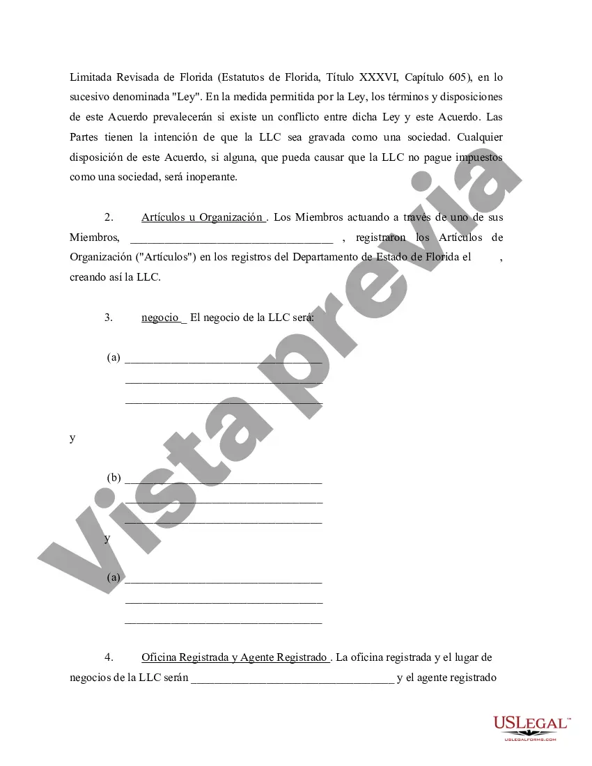 Preview Acuerdo Operativo de Sociedad de Responsabilidad Limitada LLC