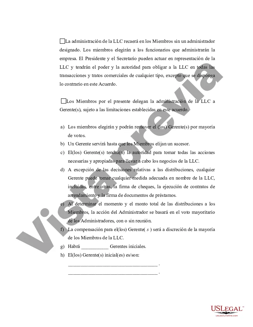 Preview Acuerdo Operativo de Sociedad de Responsabilidad Limitada LLC