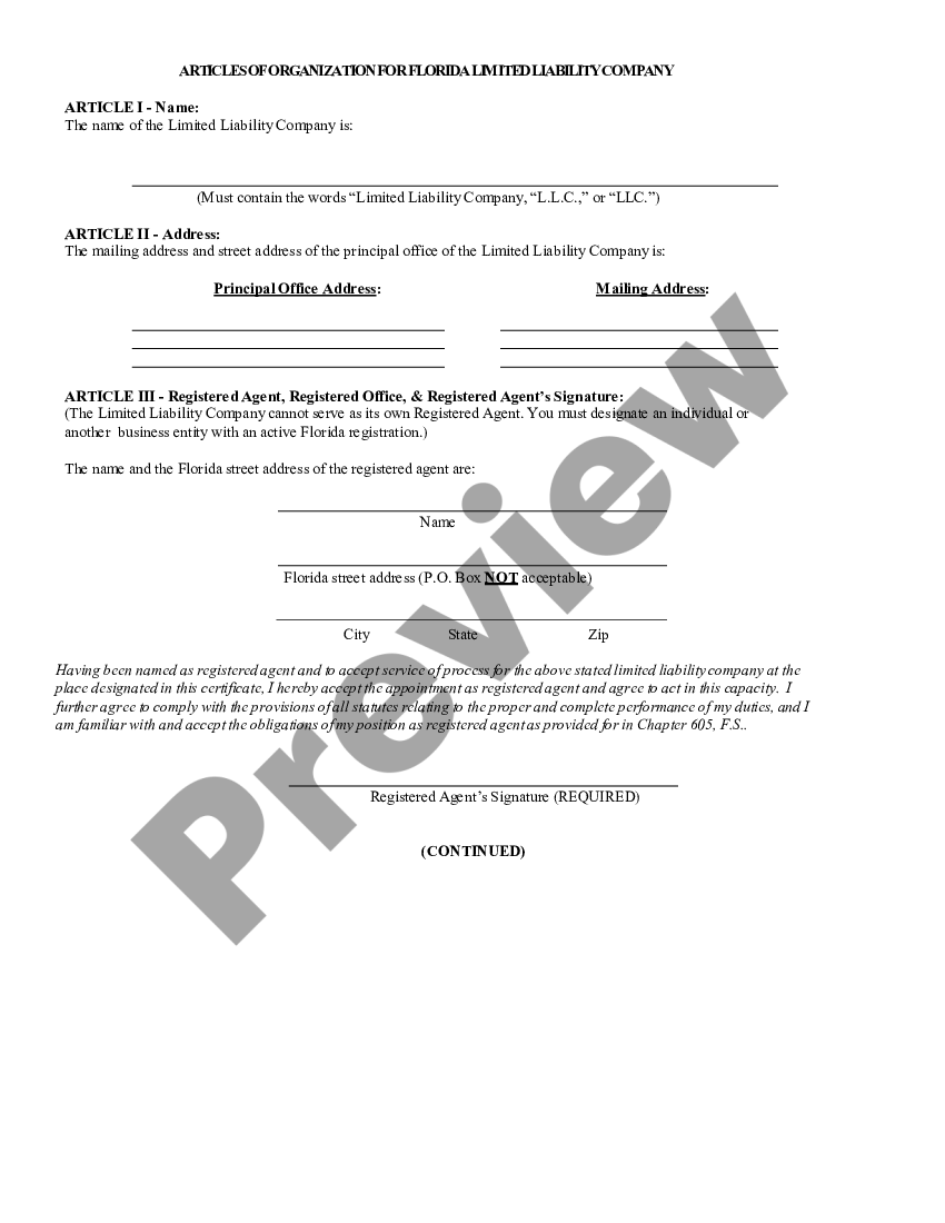 Articles Of Organization Florida Template