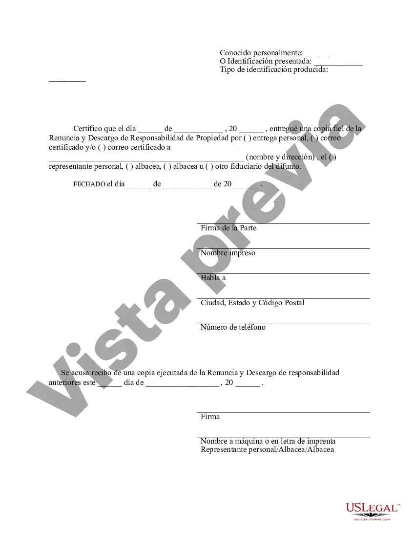 Preview Renuncia y renuncia de propiedad de la Florida por testamento por testamento