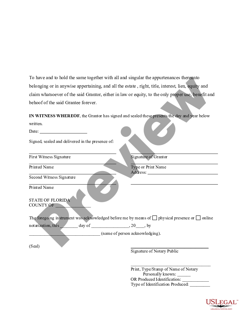 Florida Quit Claim Deed With Right Of Survivorship Us Legal Forms 0156