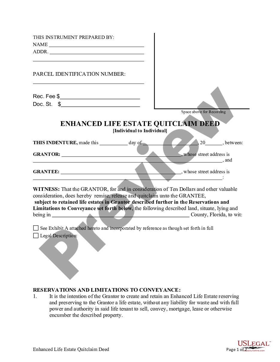 page 2 Enhanced Life Estate or Lady Bird Deed - Quitclaim - Individual to Individual preview