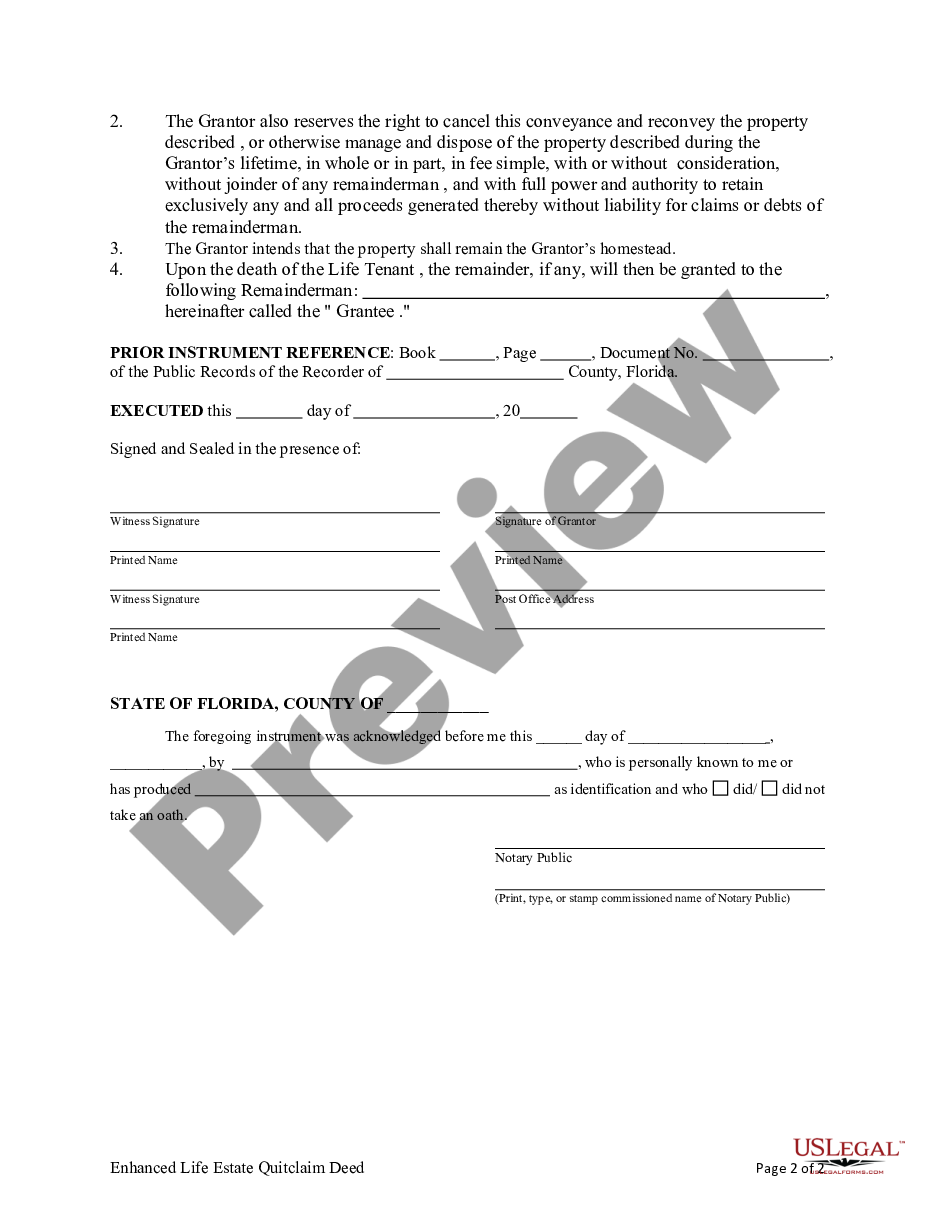 page 3 Enhanced Life Estate or Lady Bird Deed - Quitclaim - Individual to Individual preview
