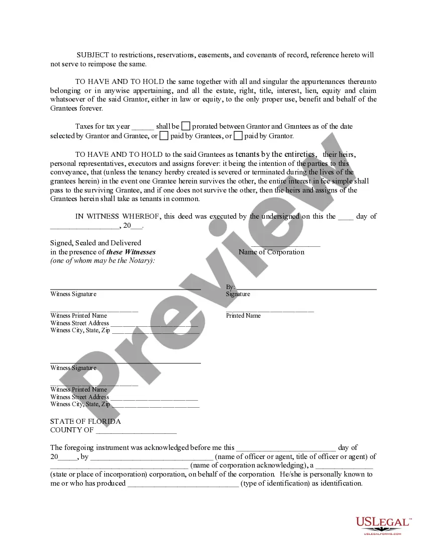 Preview Quitclaim Deed from Corporation to Husband and Wife