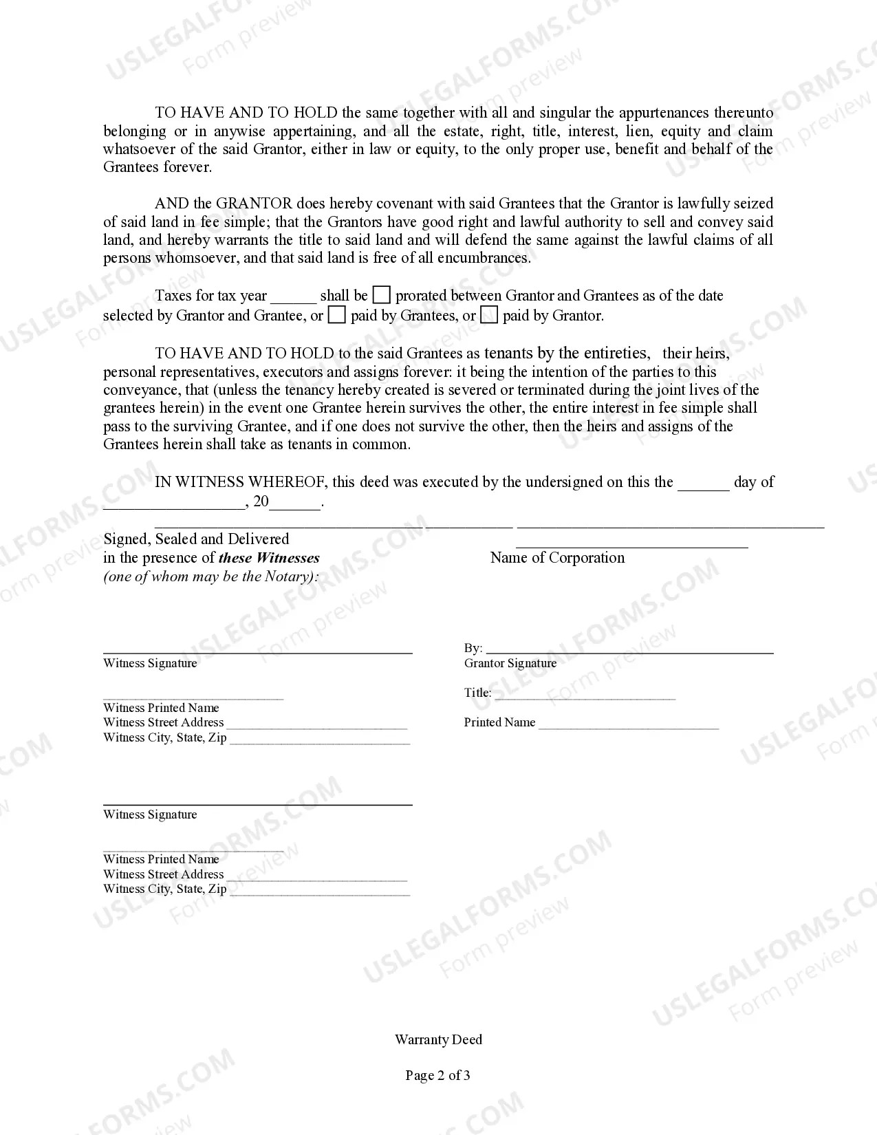 Preview Warranty Deed from Corporation to Husband and Wife