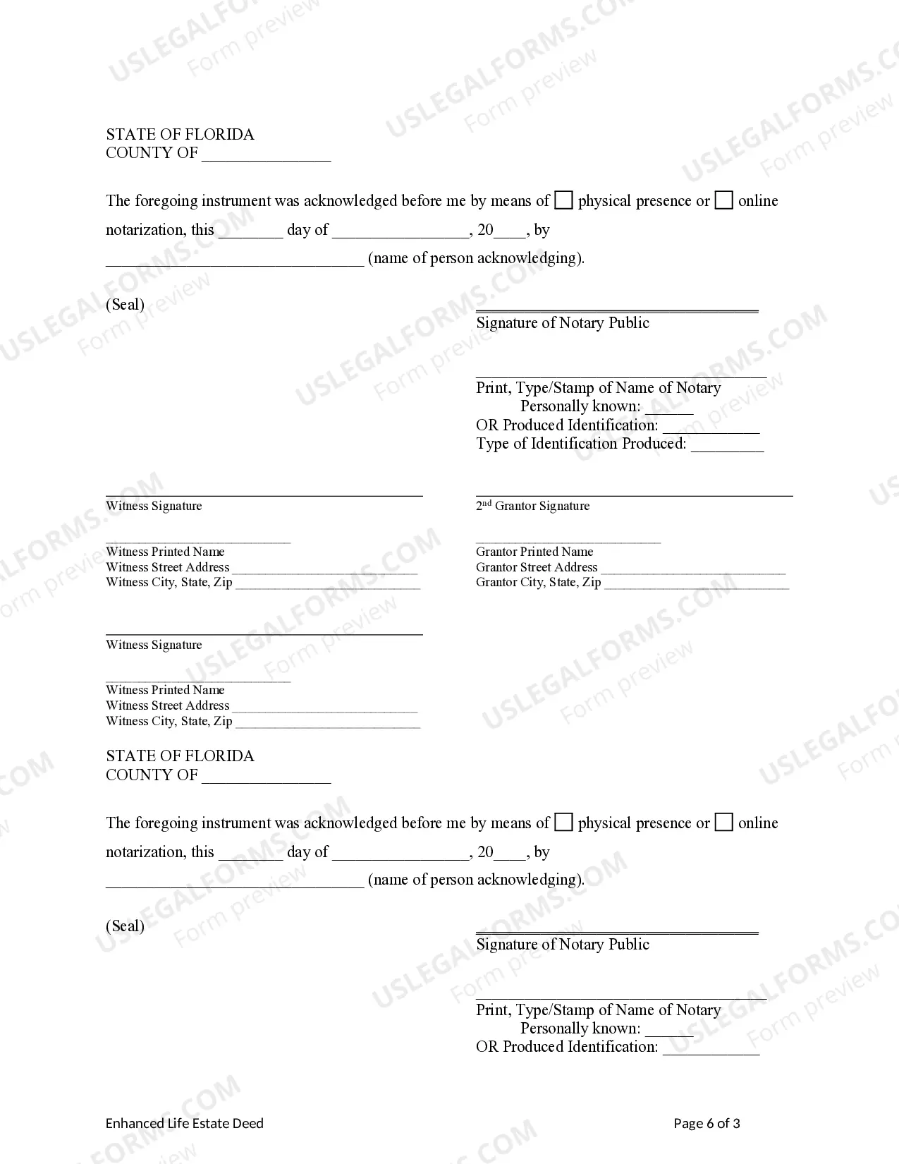 Preview Enhanced Life Estate or Lady Bird Deed - Husband and Wife to Two Individuals