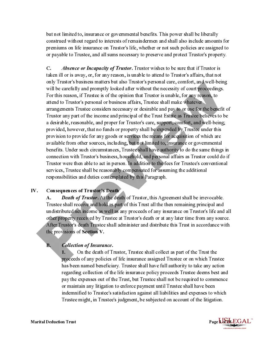 Preview Marital Deduction Trust - Trust A and Bypass Trust B