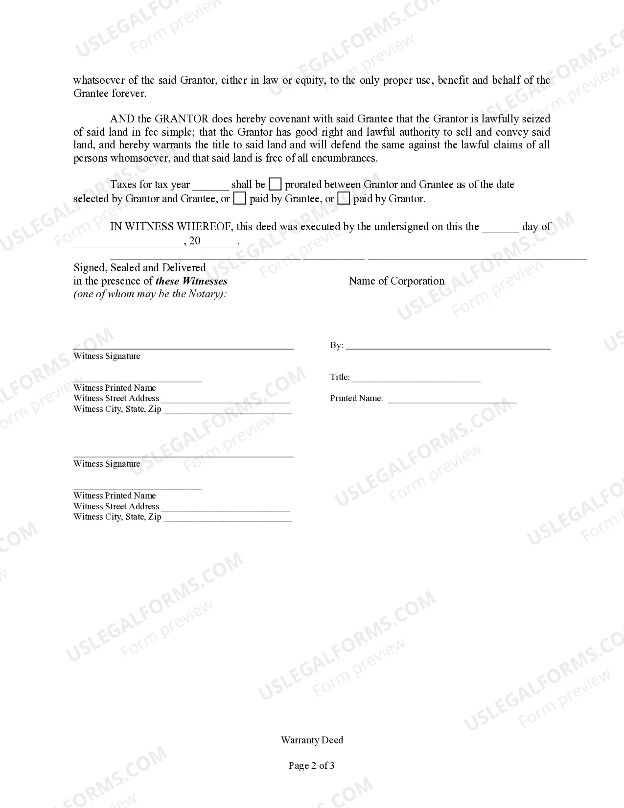 Preview Warranty Deed from Corporation to Individual