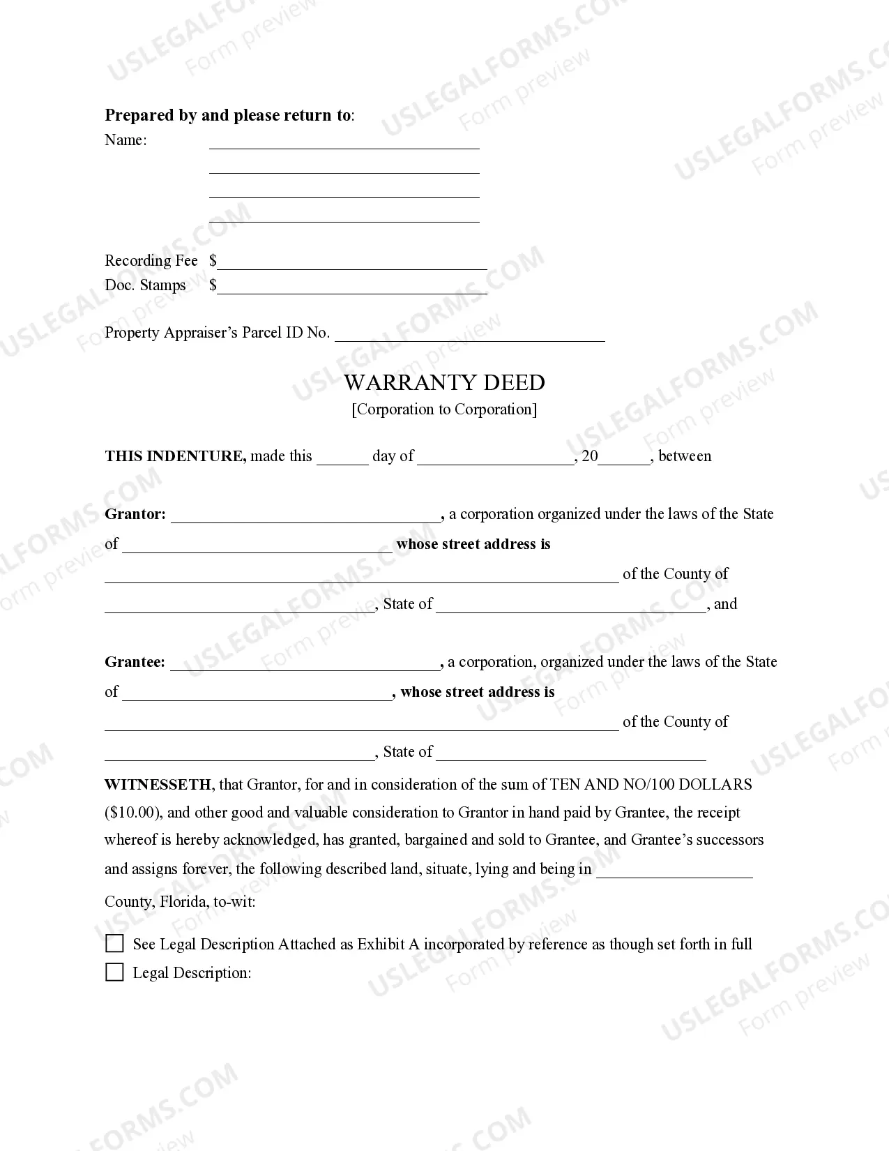 Preview Warranty Deed from Corporation to Corporation