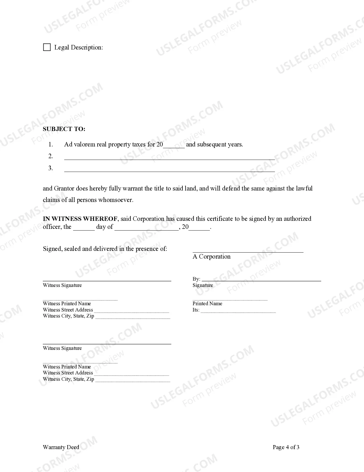 Preview Warranty Deed from Corporation to Two Individuals
